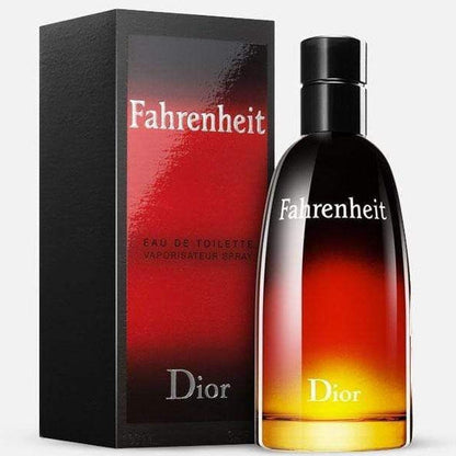 Dior Fahrenheit perfume bottle and packaging on a white background